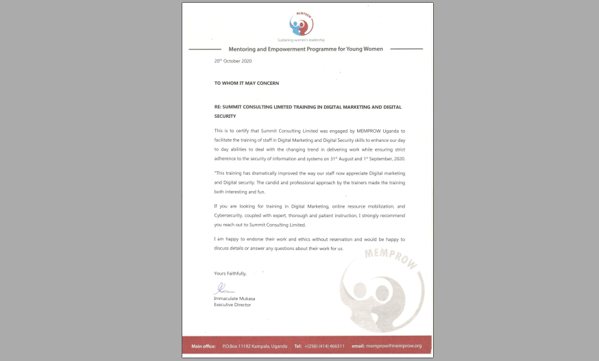 Summit Consulting Limited training in Digital Marketing and Digital Security