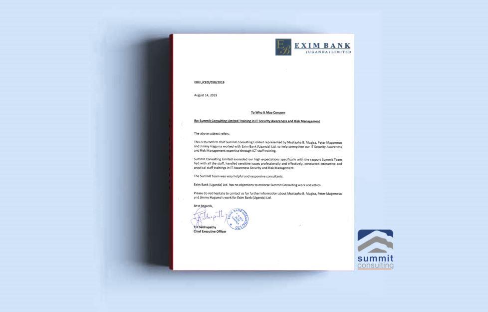 Summit Consulting Limited Training in IT Security Awareness and Risk Management
